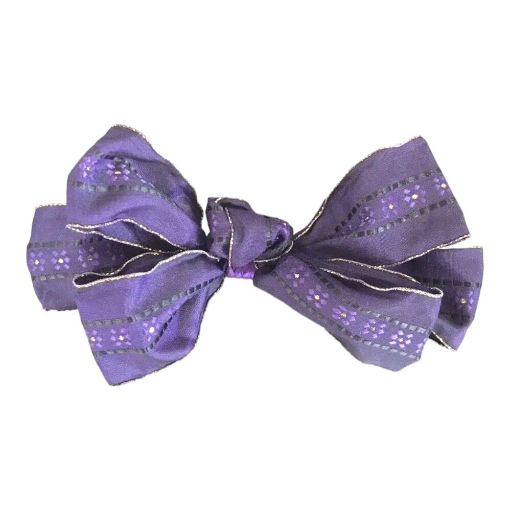 KIRKS FOLLY Barrette Purple Fabric Covered Bow Vintage Hair Barrette - 9X